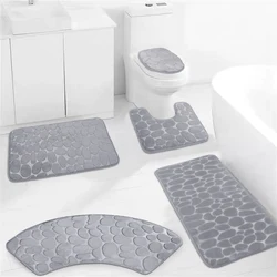 Cobblestone Bathroom Mat Super Absorbent Bath Carpet Washing Machine Non-slip Quick-drying Floor Rug Toilet Lid Cover Toilet Mat