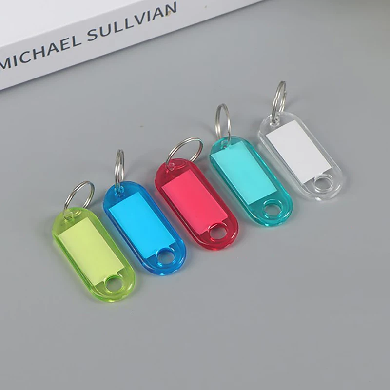 10 Stück/Set Kristallklare Plastik-Schlüsselanhänger mit geteiltem Ring, Etikett und doppelseitigem Sichtfenster für DIY-Schlüsselanhänger-Bastelset – Detail 3