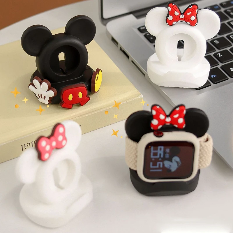 Disney Mickey Charging Base for Apple Watch 7 6 5 4 IWatch 3 2 Silicone Stand Charging Dock Holder Desktop Wireless Charger Base