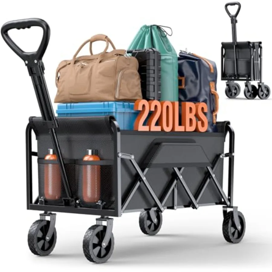 

Collapsible Wagons Carts Foldable with 220lbs Weight Capacity Lightweight Utility Portable Wagon Cart with Wheels Grocery Folda