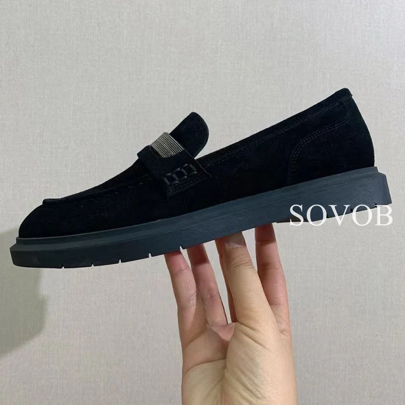 Women's Bead Decoration Retro Loafers Spring Autumn Round Toe Shallow Mouth Flat Shoes Daily Office Commuting Shoes Driving Shoe