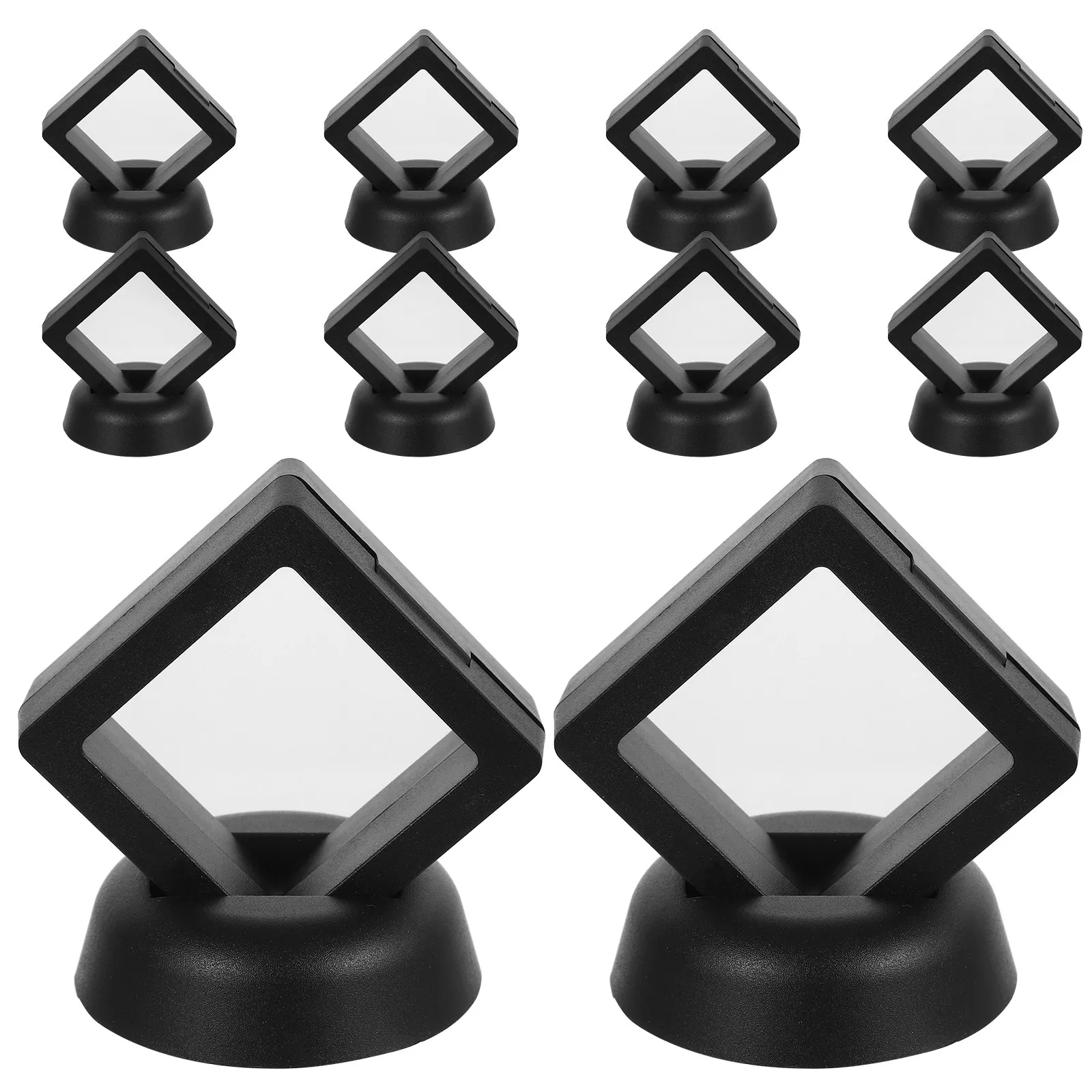 

Набор из 10 прозрачных коробок для колец и ожерелий, 3D-органайзер для ювелирных изделий из АБС-пластика, стильная пылезащитная витрина, элегантная настольная подставка