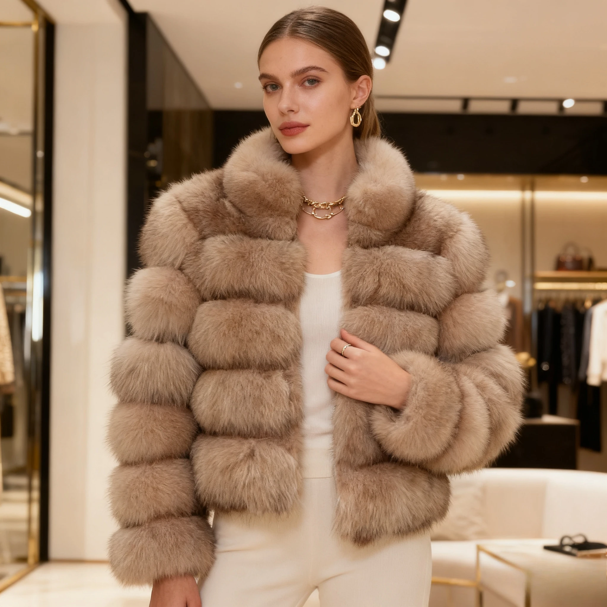 Casacos de pele de raposa falsa roxa maxi casacos femininos gola virada para baixo grosso quente elegante outono inverno ponto aberto jaquetas de pele streetwear