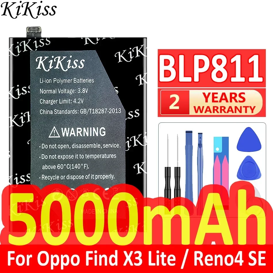 

KiKiss Battery 5000mAh BLP811 For Oppo Find X3 Lite x3lite CPH2145/Reno 4 SE 5 5G PEAT00 PEAM00 PEGM00 PEGT00 reno4 se