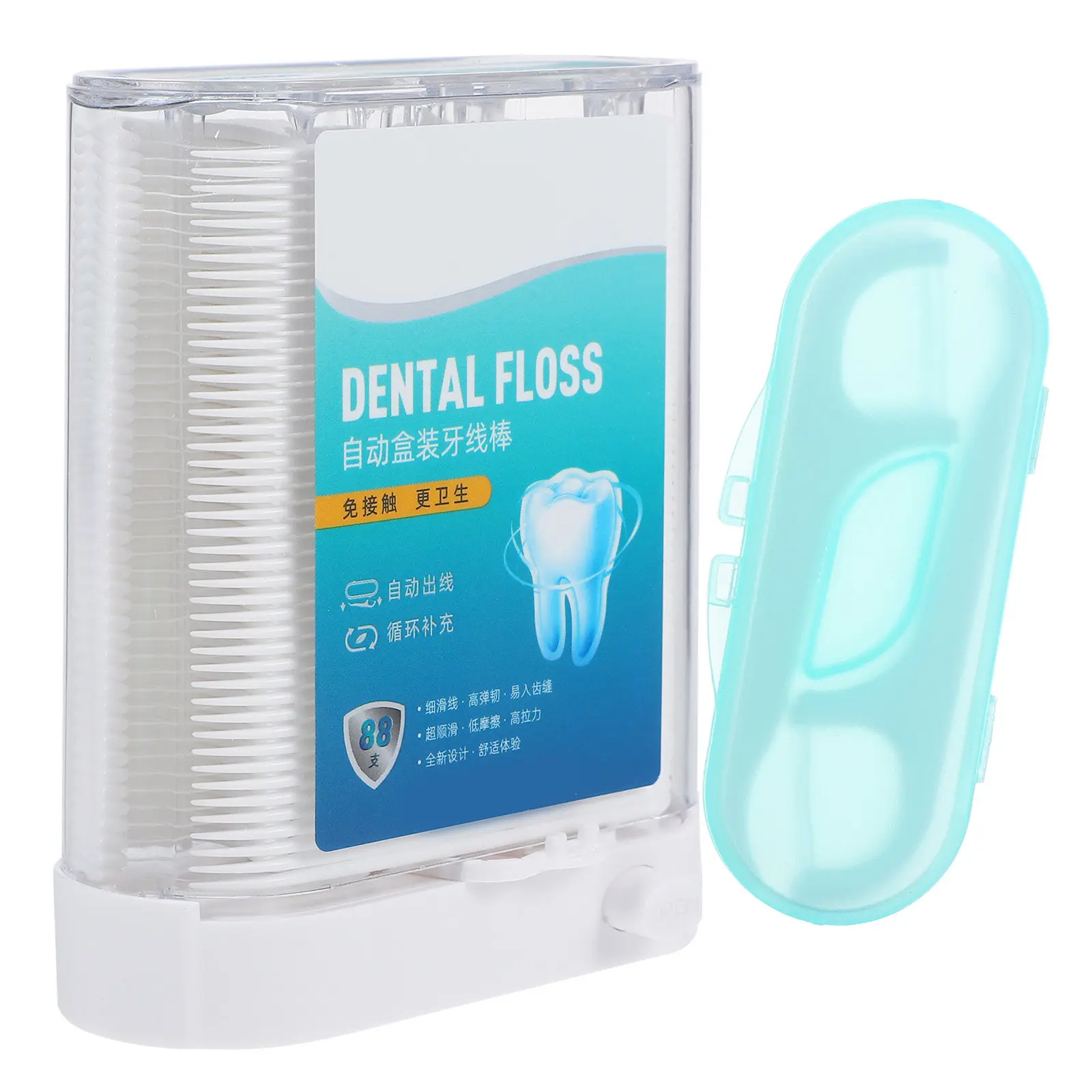 

2 упаковки портативных биоразлагаемых зубных нитей-флоссеров с эргономичной ручкой и ультратонким скользящим механизмом для чистки зубных коронок и межзубных промежутков