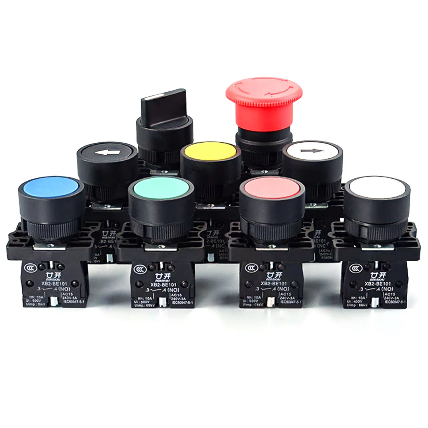 XB2-EA 22 مللي متر البلاستيك مفتاح بـزر دفع بدء إيقاف XB2-ES أسود أبيض السهم 10A/415 فولت إعادة تعيين لحظة رمز XB2 زر التبديل