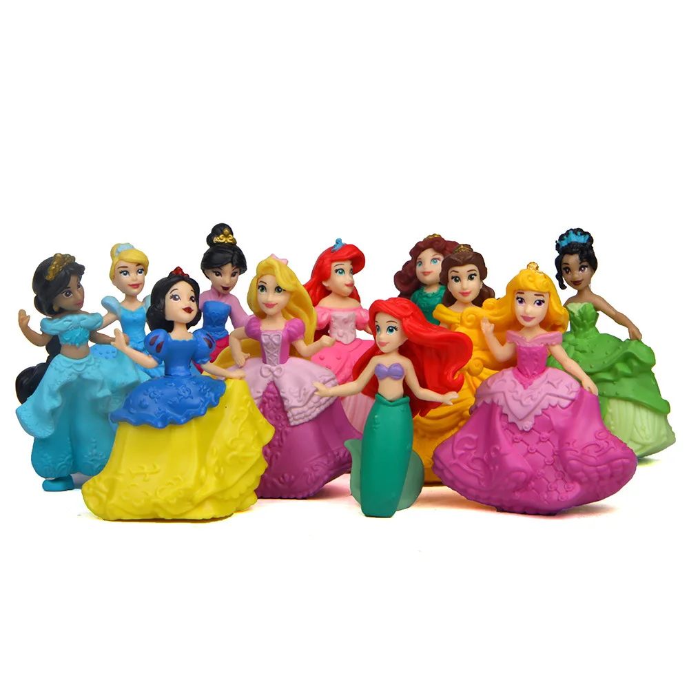 11 szt./a zestaw Disney Princess syrenka Sandyrilla śnieżnobiałe miniaturowe figurki na biurku mikro element dekoracji krajobrazu ozdoby dla lalek zabawki