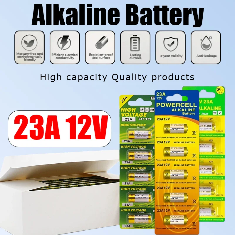 

Щелочная батарея 12 В A23 23 А, долговечная одноразовая для электрической игрушки дверного звонка с дистанционным управлением, совместимая с MN21 LRV08