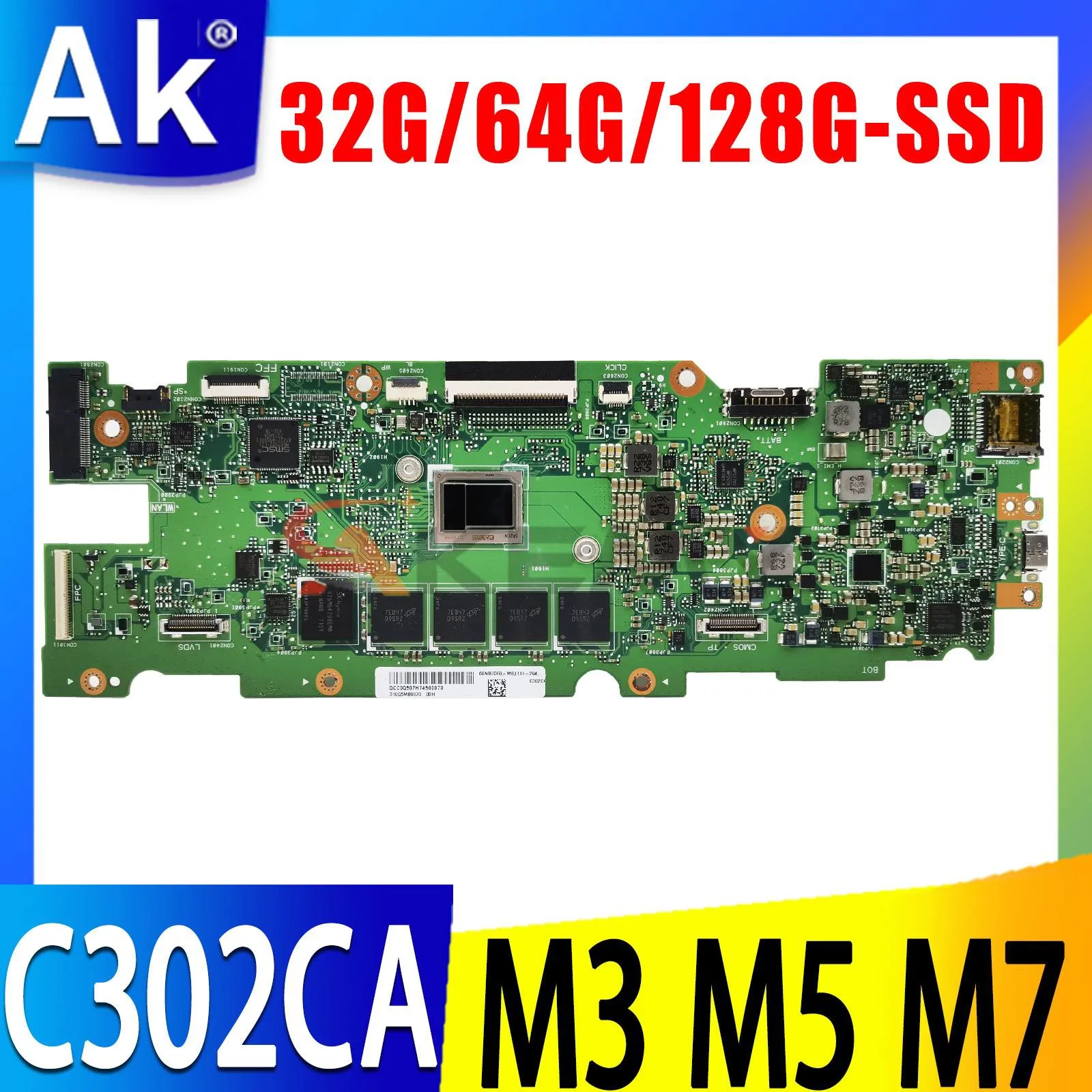 Shenzhen Mainboard C302C M3-6Y30 M5-6Y54 M7-6Y75 4G 8G-RAM SSD-32G/64G/128G For ASUS C302CA C302 Laptop Motherboard