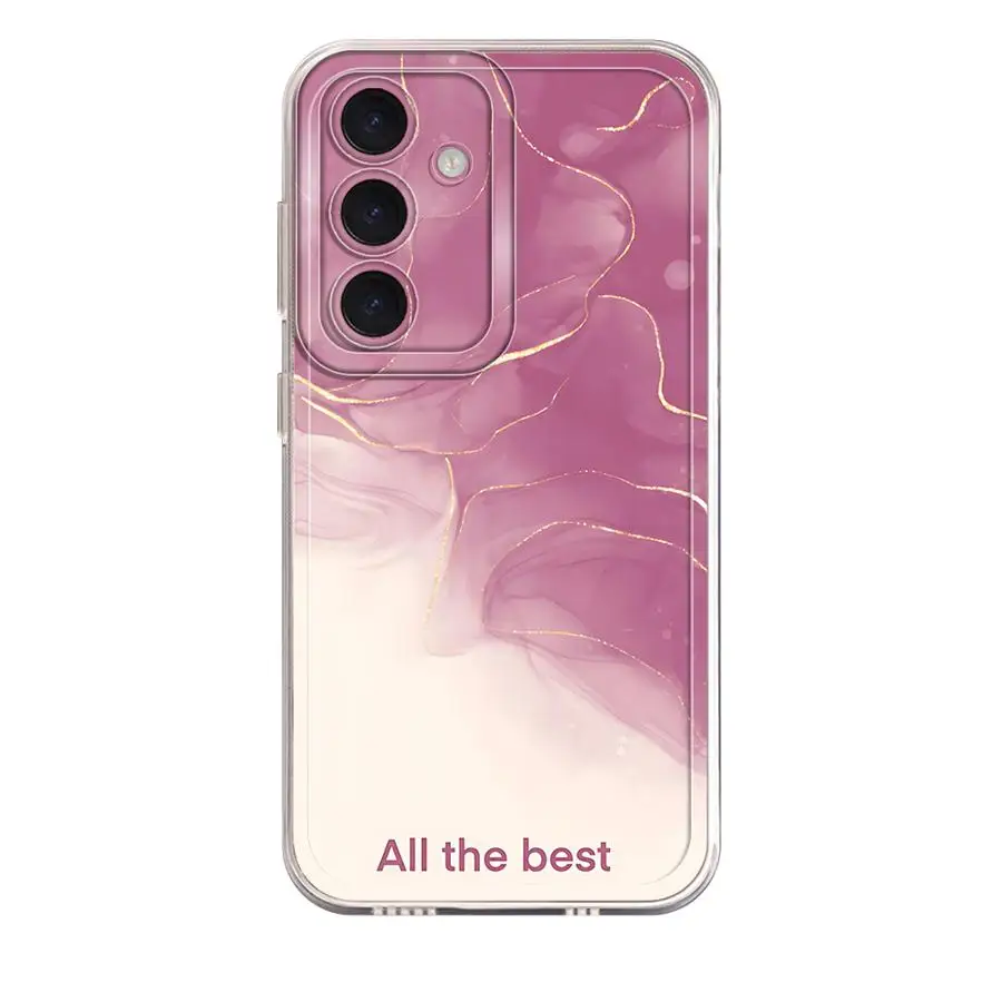 Phone Case for Samsung Galaxy A50 A51 A54 A50 A03 A31 A02 A55 A71 A04 A56 A52 A73 A06 A72 A05 A53 Clear Cover Ink-wash Flower