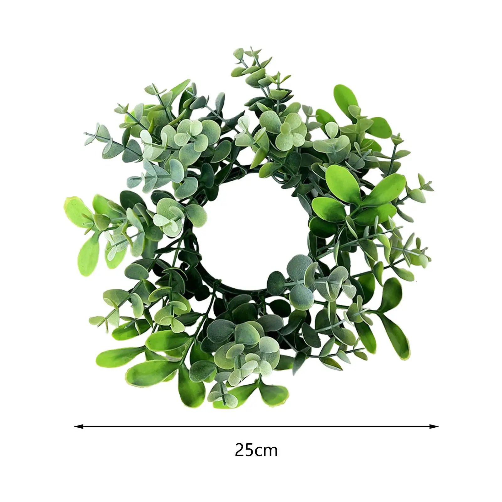 Candle Ring Artificial Eucalyptus Leaves Wreath Home Decor Rustic 9.8inch Small Wreath for Wedding Door Celebration Farmhouse