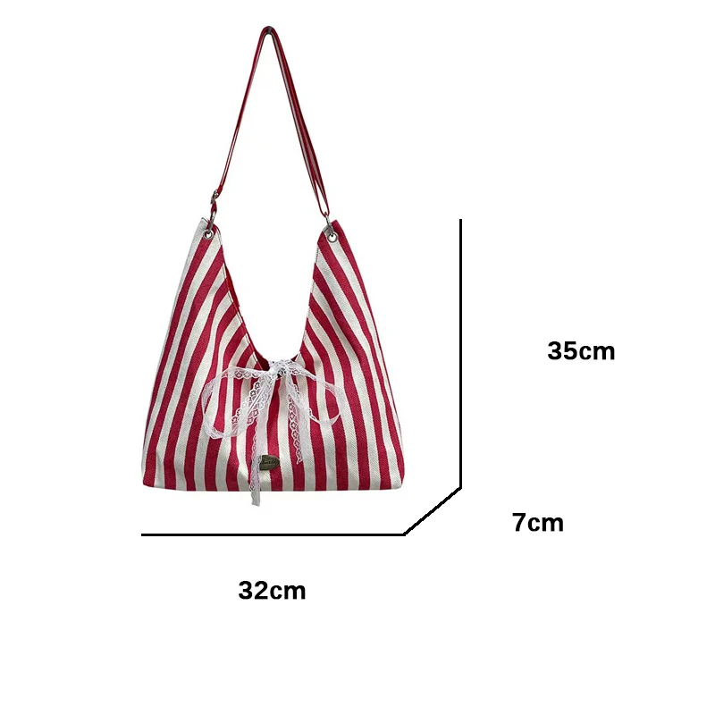 

Large capacity striped bag for women 2025 new trendy tote bag for women ins college student class handbag for women