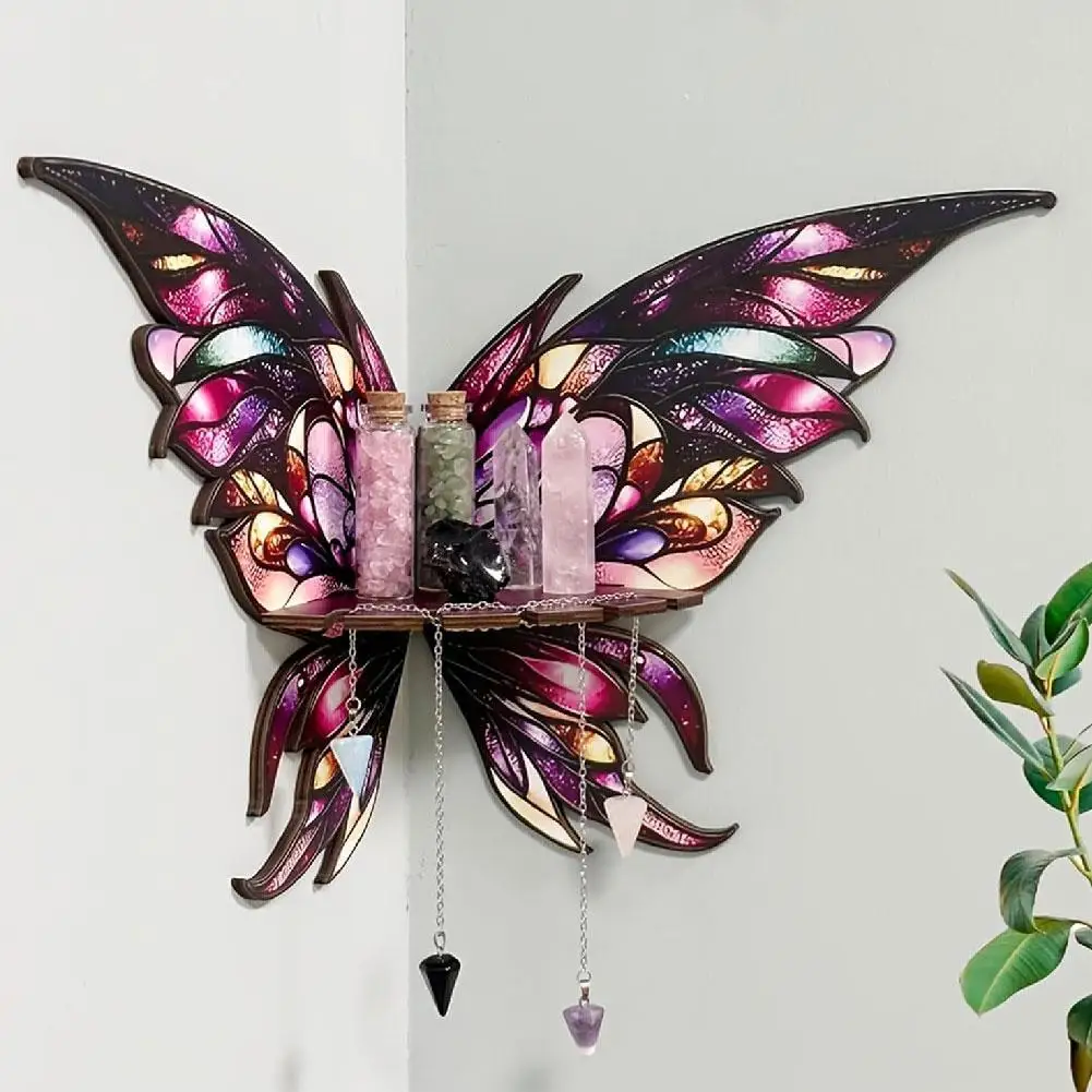 

Новая креативная деревянная настенная подвеска в виде бабочки, декоративная стойка для хранения, подвесная декоративная стойка, настенная стойка, угловая стойка
