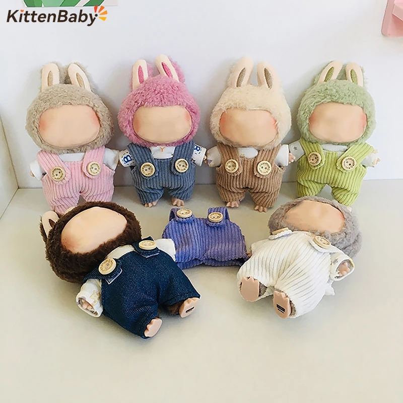 

1set 17cm Doll Cute Mini Enamel Pendant Doll Clothes T-shirt Button Suspender Pants Outfit Accessories Doll Clothing