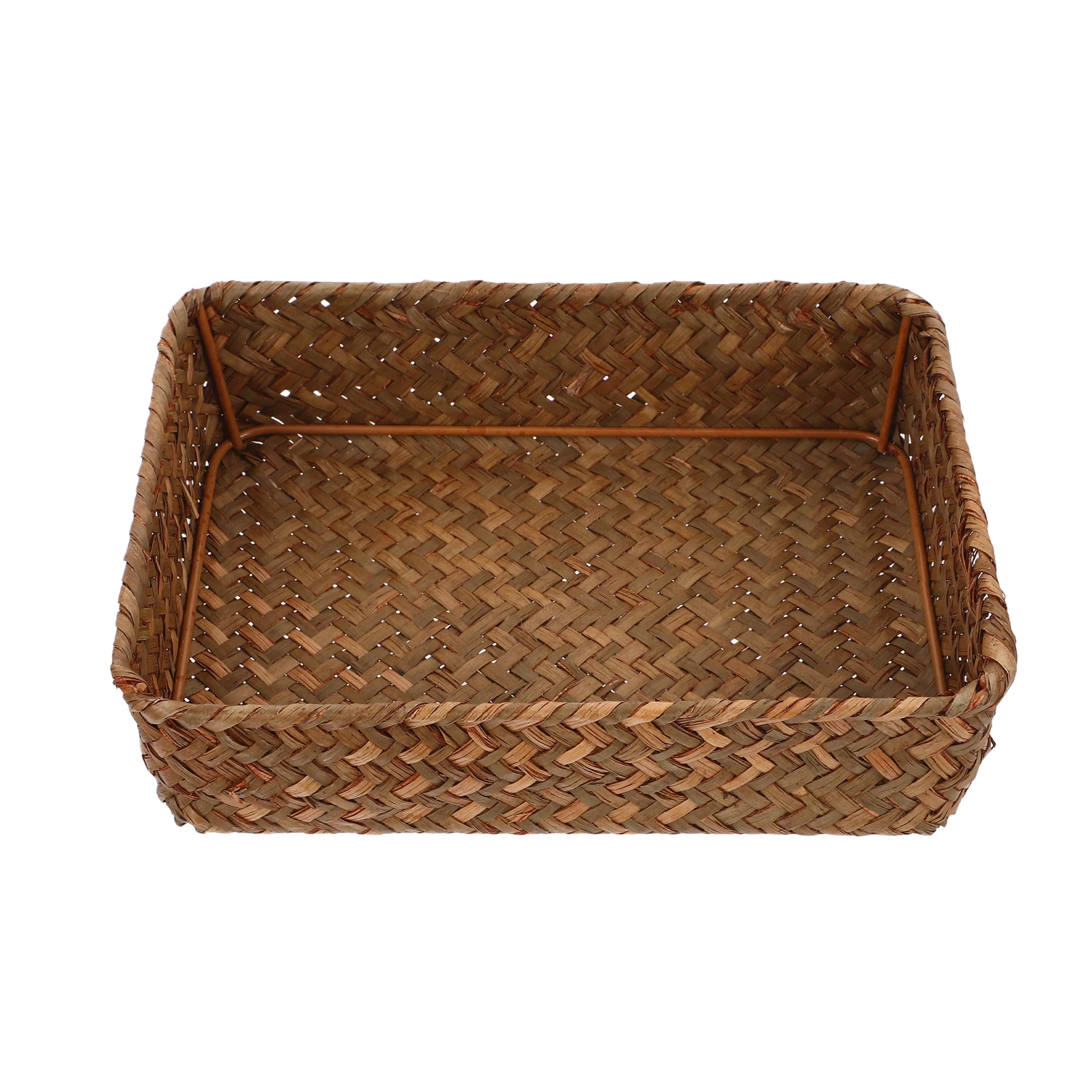

Grass Woven Storage Basket Cutlery Holder Silverware Organizer Kitchen Bathroom Utensil Basket Tea Bag Container Woven