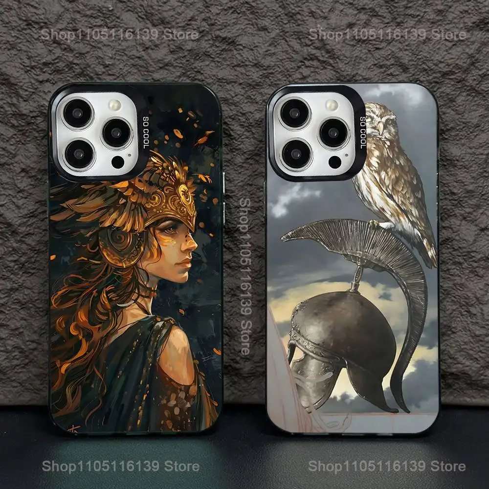 

Case For iPhone 16,15,14,13,12,11,Pro,XS,Max,Plus,Mini,Abstract Greek Mythology Athena SE Black Candy Matte Shockproof Cover