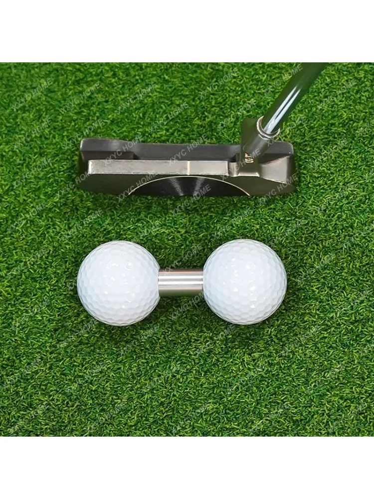 Golf Putter Practicing Ball Double Ball Dumbbell Modeling Precise Push Batting Road Simulator Indoor and Outdoor Green Training