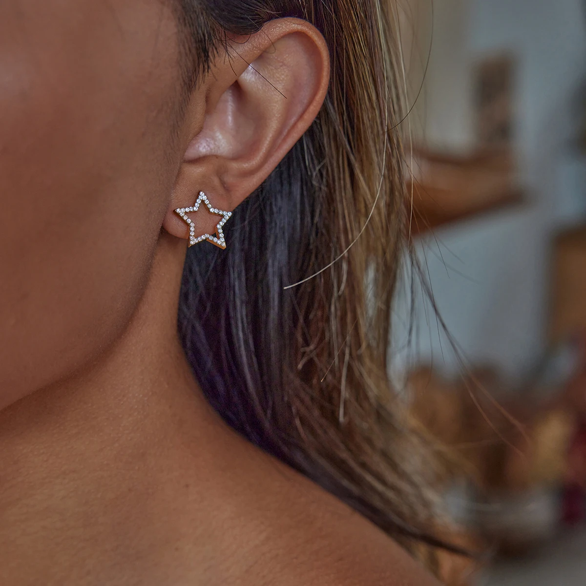Aikoer simples clássico pérola orelha studs oco geometria elíptica strass brincos feminino jóias presente para ela