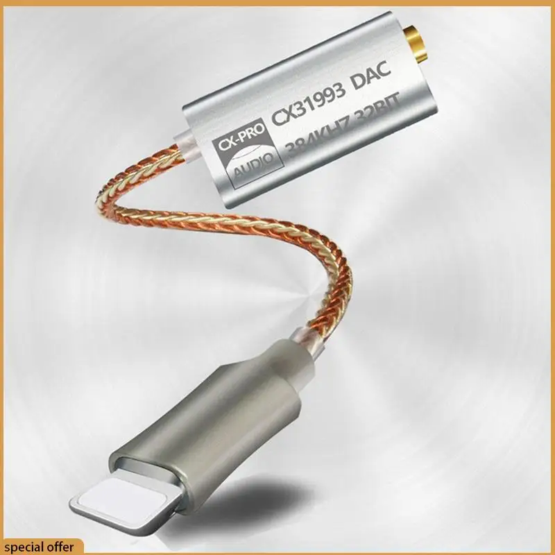 A68Z CX31993 Hifi DAC Headphone Amplifiers Audio Decoding AMP Adapter Sound Card Digital Decoder 32Bits/384Khz For Iphone IOS