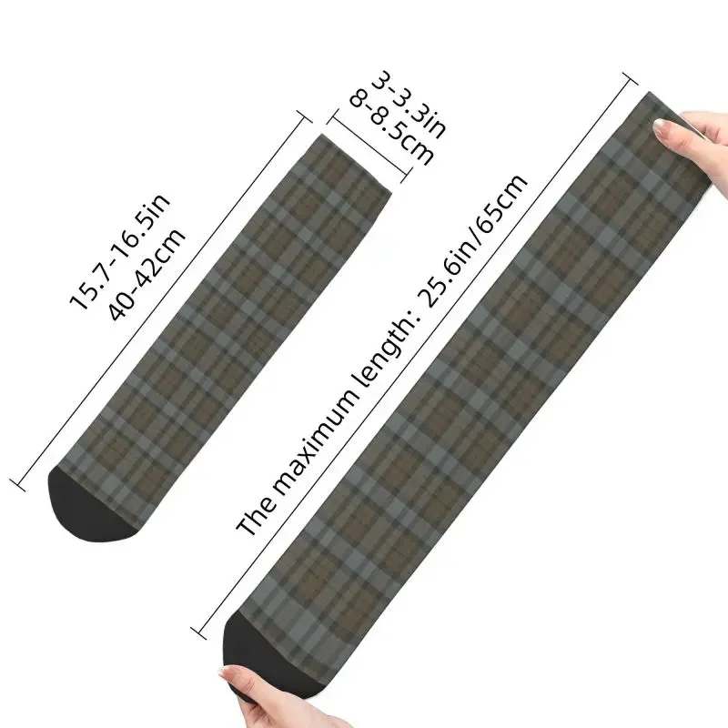 Unisex xadrez Tartan texturizado guingão tripulação meias, vestido de homens bonitos, confortável, quente, marrom, cinza, marrom, impressão 3D, clássico, vestido, Y2K