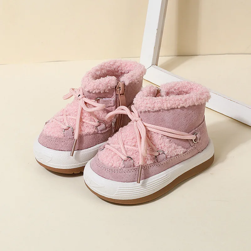 Baby Winter Warm Snow Boots Boys Thicken Wool Inside Cotton Shoes Girls Cute Fashion Short Boots Toddler Winter Shoes