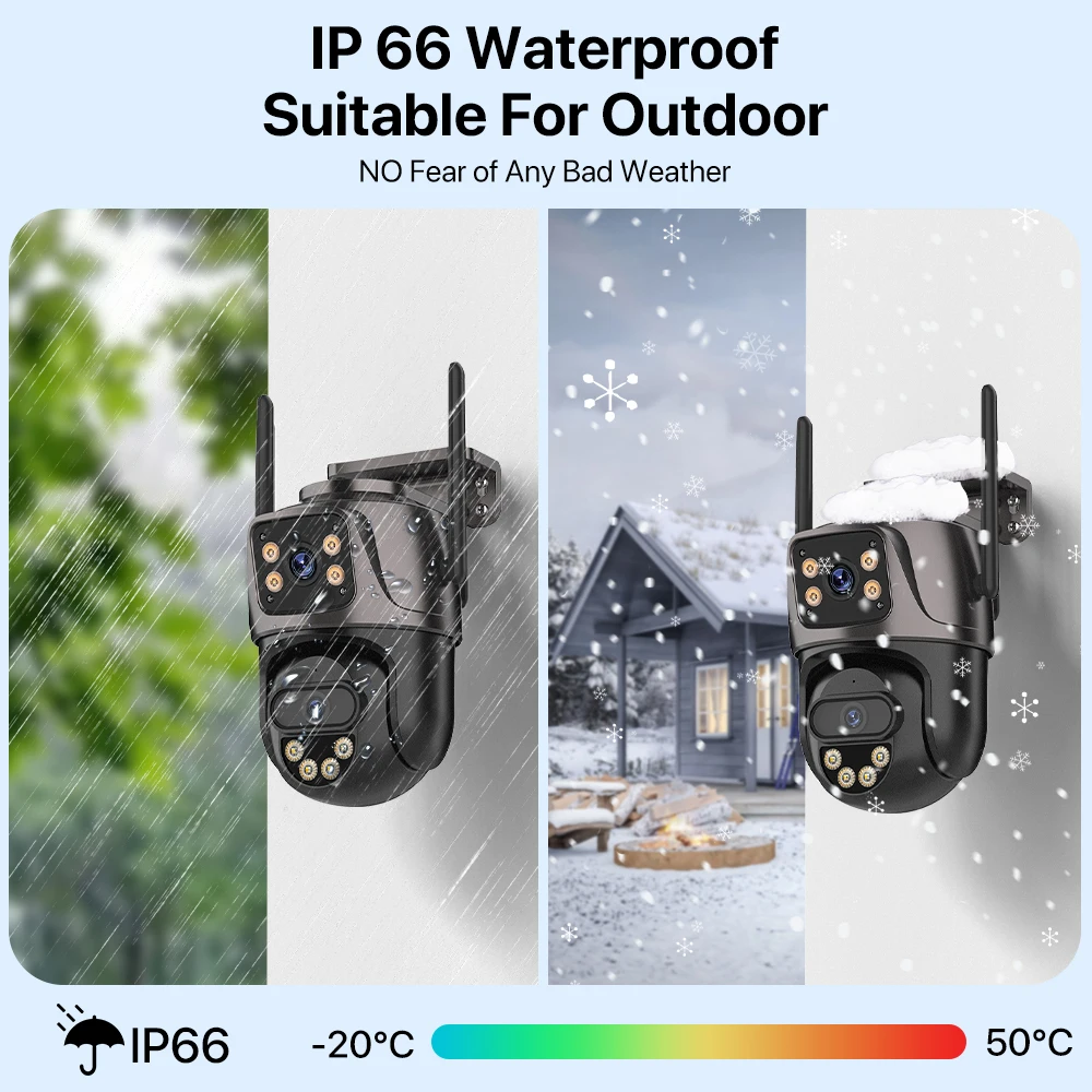 4K 8MP PTZ WIFI Camera Dual Lens Dual Screen IP Camera Outdoor 4MP HD Auto Tracking Security Protection CCTV Surveillance iCSee