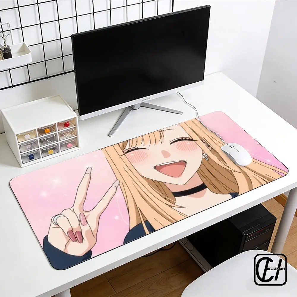 Cute Anime Kitagawa Marin M-My Dress-Up Darling Mouse Pad Large Gaming Mousepad with Stitched Edges Thickened Desk Mat PC