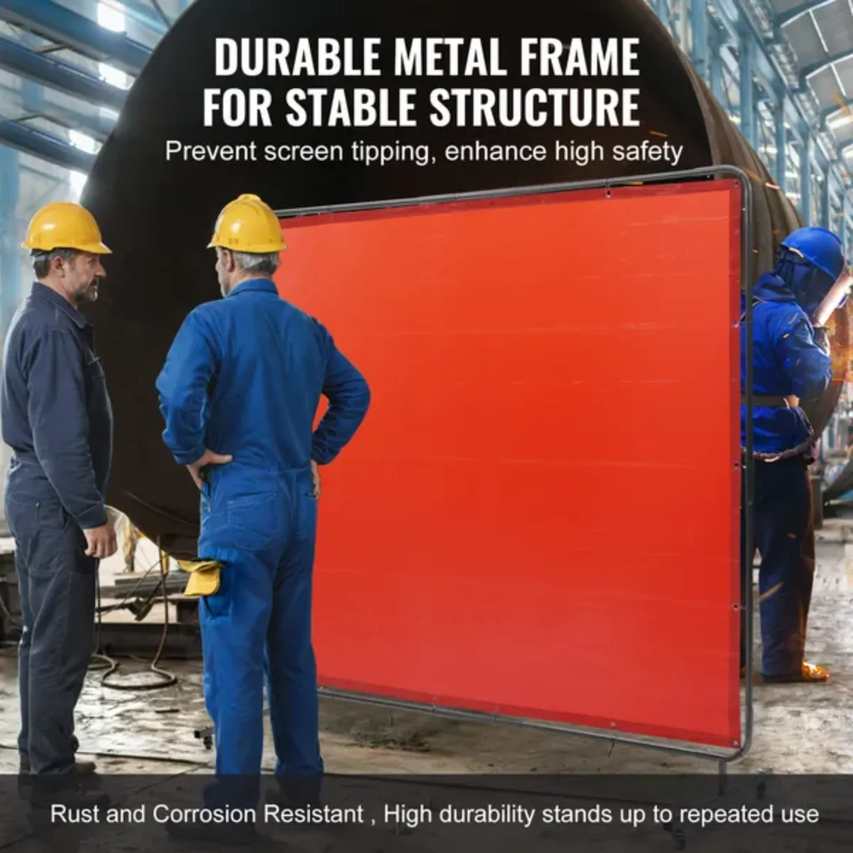 VEVOR 6'×8' Flame-retardant Vinyl Welding Protection Screen, for Workshop/Industrial Use, Red