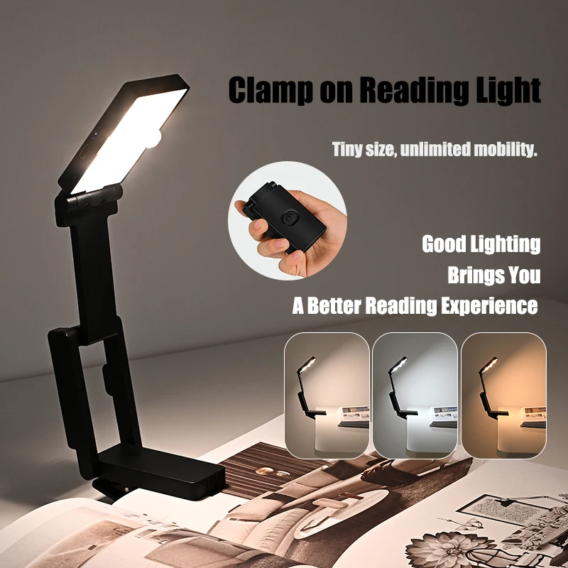 

Foldable Reading Lamp Night Light Study Light Clamp Type Three Types of Light Sources Eye Protection Reading Portable Mini
