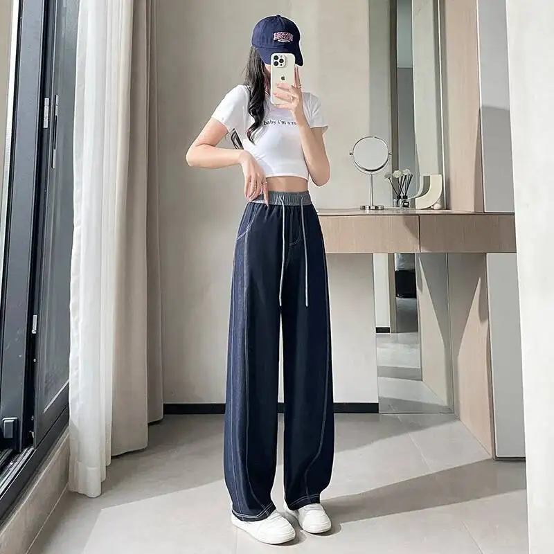 Wide Leg Blue Jean Harem Pants Casual Plus Size Loose High Street Trousers