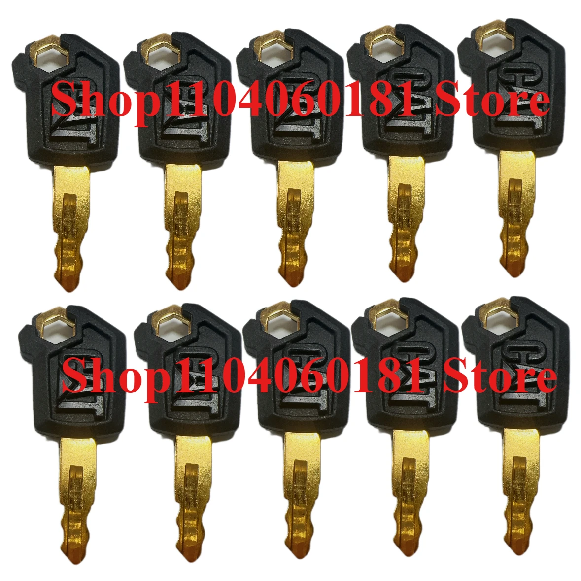 20PCS Copper Key for Caterpilla 5P8500 Heavy Equipment Ignition Loader Excavator Dozer Plastic Black & Gold