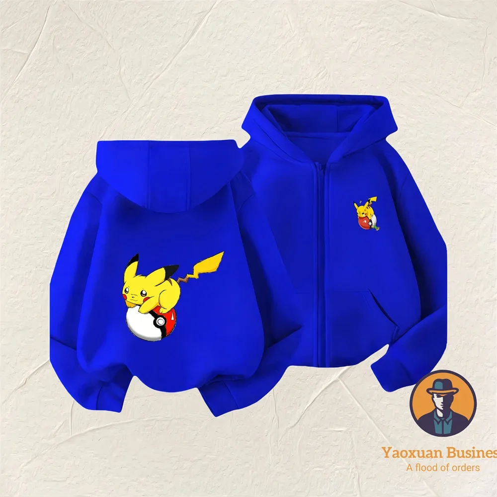 

Teen Sports Pure Cotton Zip Up Hoodie Pikachu Cartoon Anime Autumn Fashion Wear