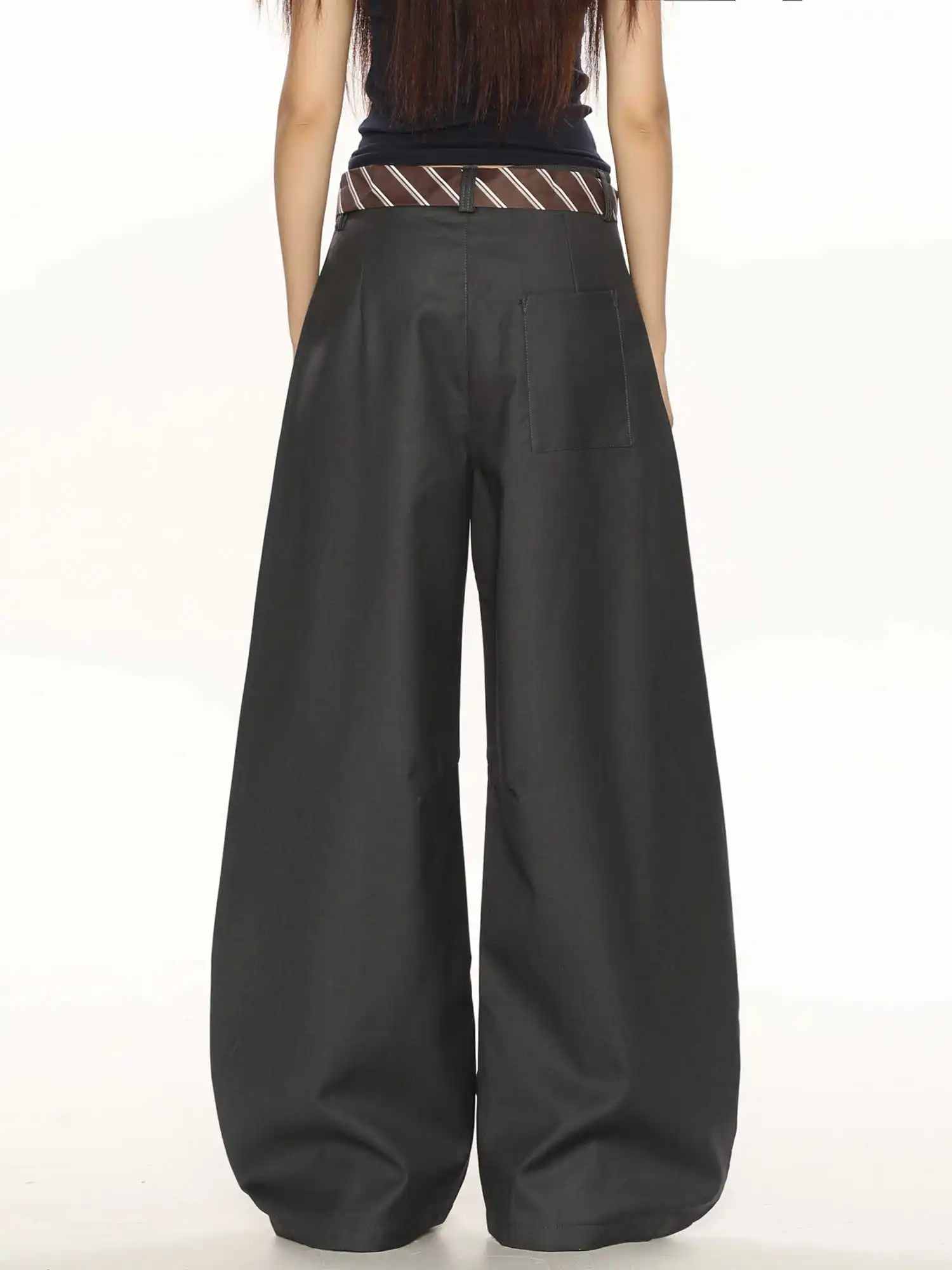 Women Dark Grey Urban Pants Baggy Oversize Suits Long Pants