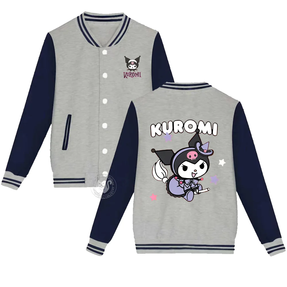 Sanrio Kids Fall/Winter Thickened baseball Uniform Boys & Girls Naughty Kumi Print warm coat Casual Fashion jacket