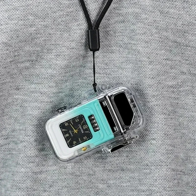 New Waterproof Watch Lighter Windproof USB Plasma Rechargeable Lighter Outdoor Portable Cigarette Lighter Men's Watch Gift view 5