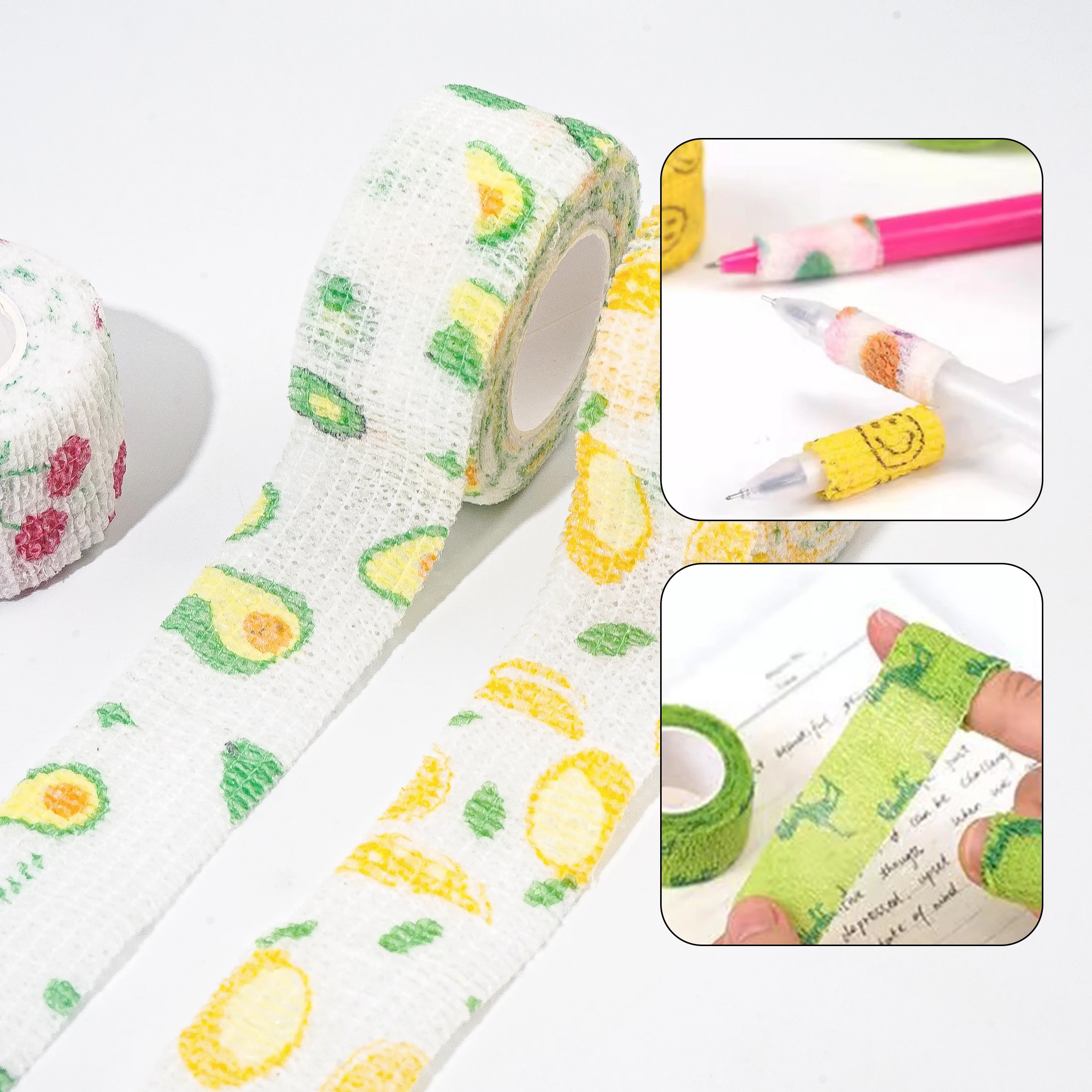 3 pcs Finger guard bandage writing Printed Medical self-adhesive bandage sports tape non-woven elastic pet tattoo 4.6m bandage