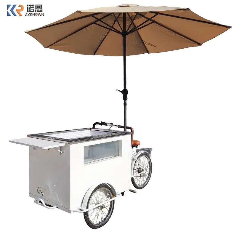 

Street Food Cart Beer Cart New Refrigerated Tricycle Bike With 110v AC Freezer