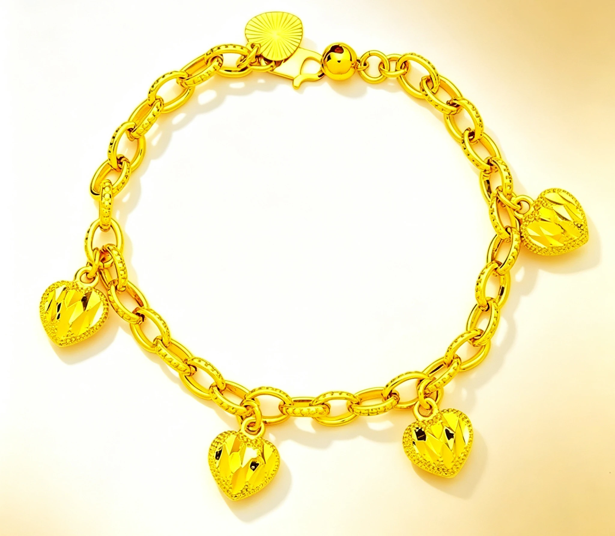 Love Mini Heart Bracelet for Women, 9999 Gold, Tiny hearts on delicate chain, adorable & sweet for dail Gift for girlfriend