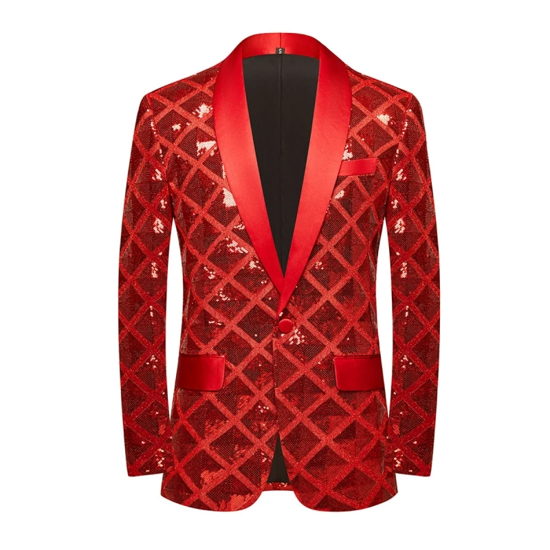 2023 New High Quality Handsome Fashion Boutique Men\'s Stereo Square Sequin Casual Dance Suit Jacket Boutique Fashion Suit Jacket