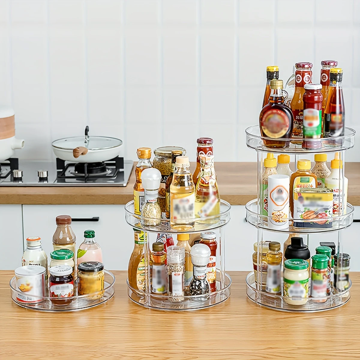 1PC-360 ° rotating cosmetic storage box, kitchen seasoning organizer, multi-layer space saver