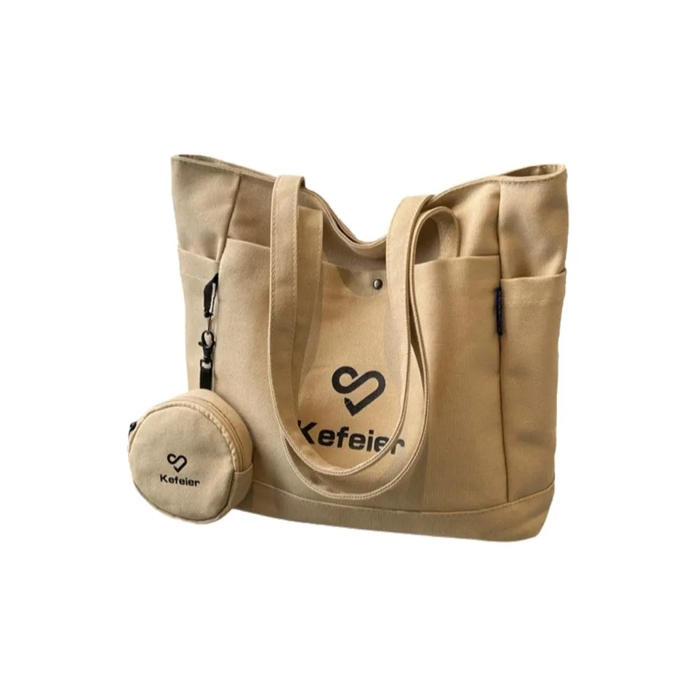 

Korean Style Canvas Underarm Tote Bag with Small Wallet Versatile Women's Shoulder Bag Large Capacity Casual Student Handbag