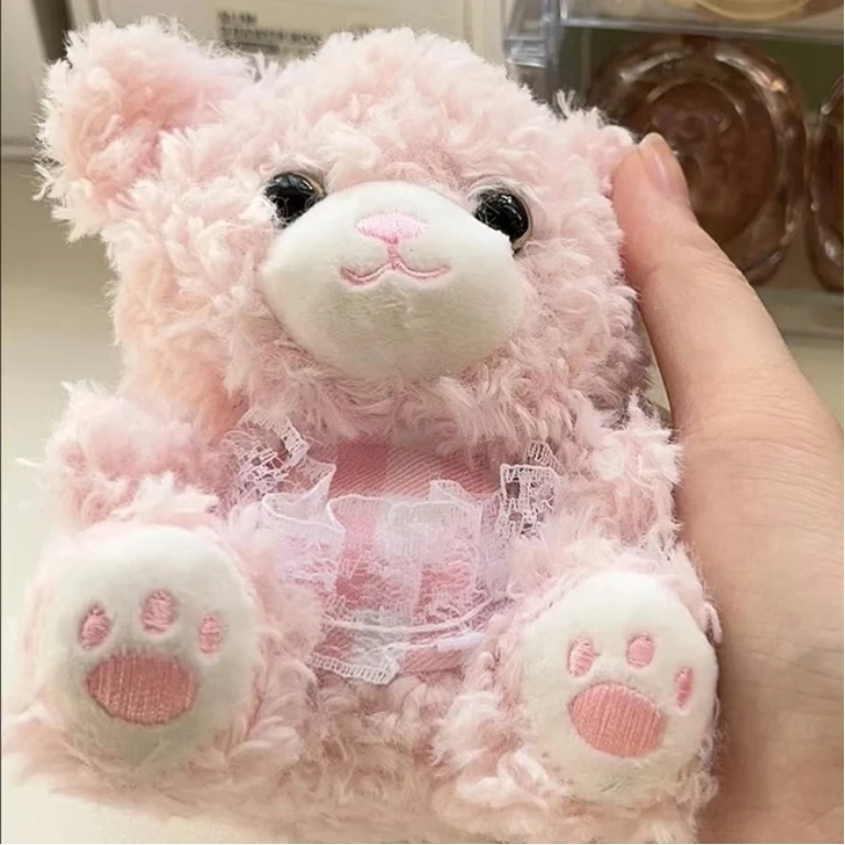 Schattige roze teddybeer knuffel sleutelhanger meisje rugzak dier pop hanger auto decoratie hanger paar kerst verjaardagscadeau