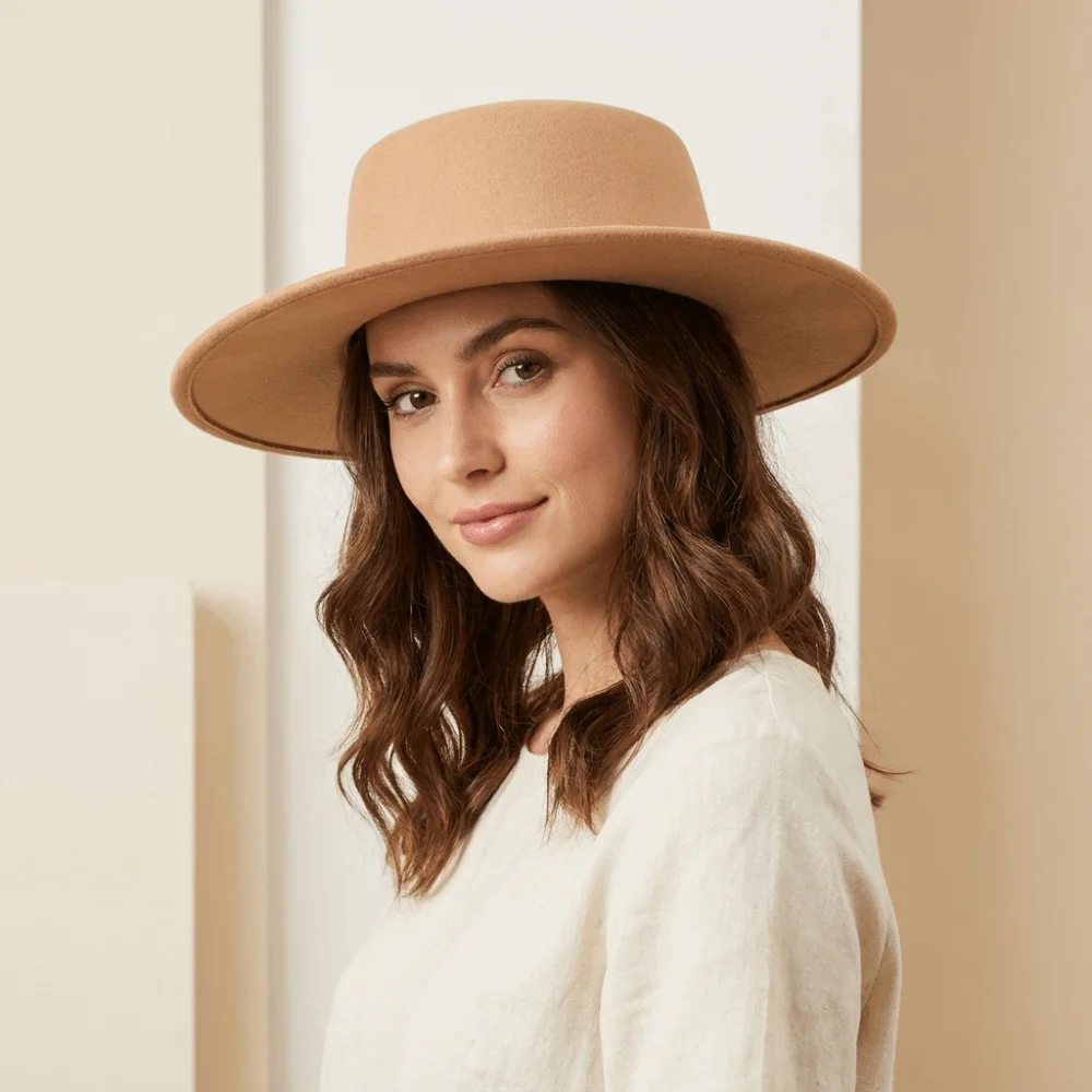 Solid Color Hepburn Style Bucket Hat Woolen British Style Wide Brim Felt Hat Fedora Hat Photography Decoration Women Jazz Hat