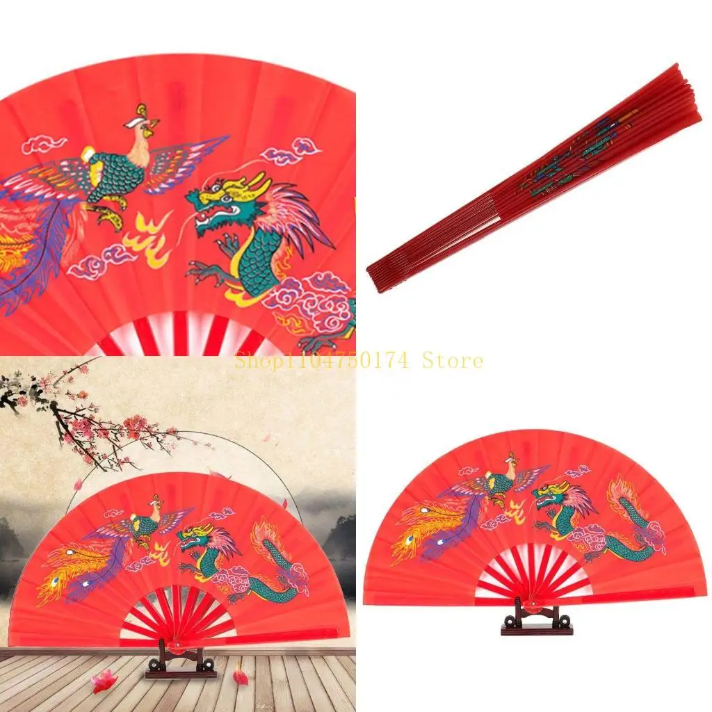 Chinese Kung Fu Fan Tai for Chi Martial Arts Dragon Phoenix Plastic Handheld Fol top sale