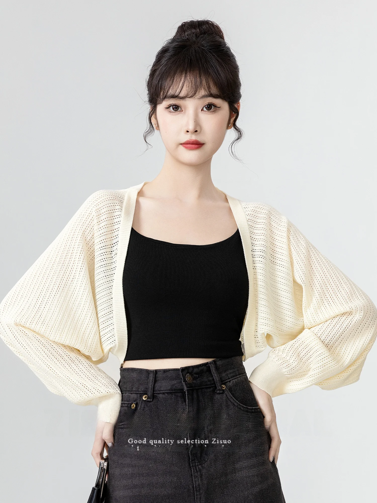 

Ice Silk Open Cardigan Women's Summer 2025 New Hollow out Knitted awl ort Top for Commute Korean Sle Loose Fit Long Sve
