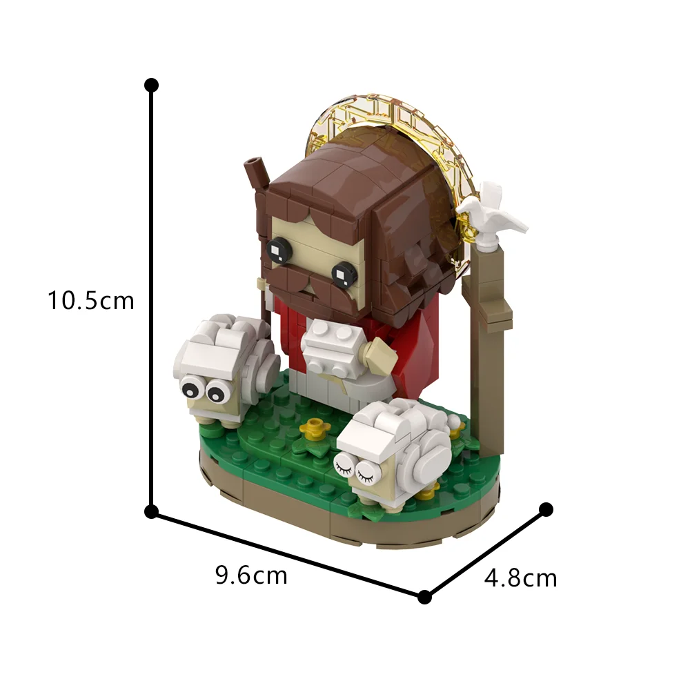 MOC Herder Jezus Kruis Creatief Ontwerp Bouwstenen DIY Bricks Sets Christelijke Priester Animal Crossing Cadeau voor kinderen