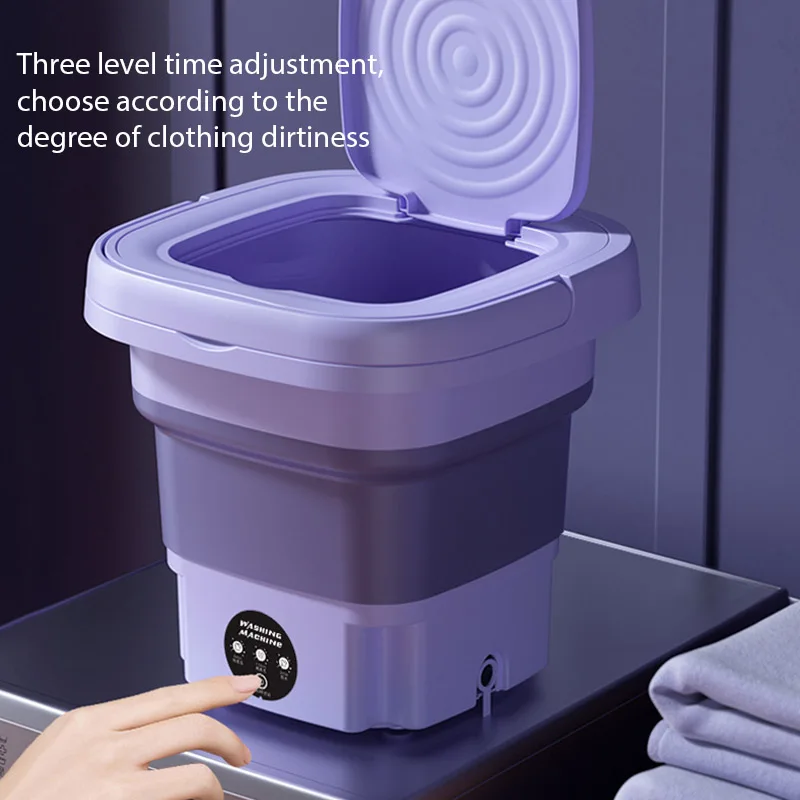 8L Portable Small Foldable Washing Machine with Spin Dryer For Socks Underwear Panties Washer Household Mini Washing Machine