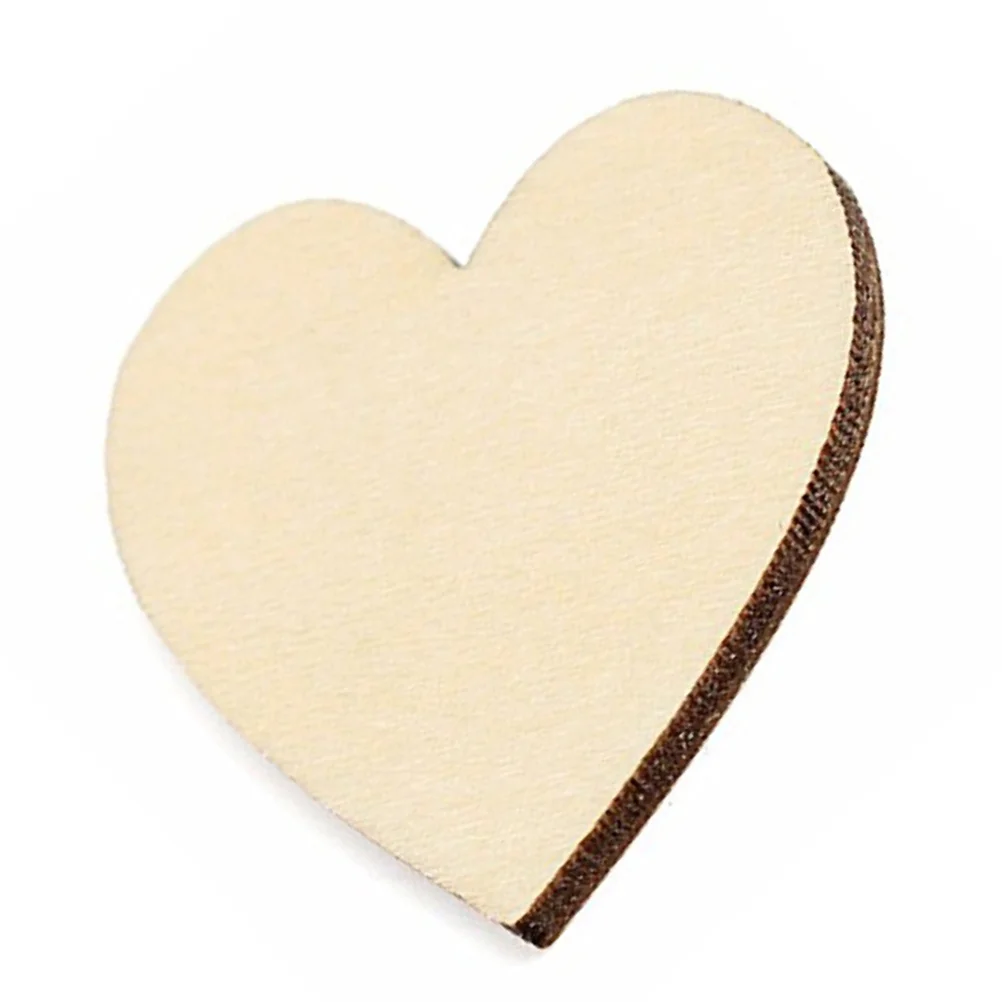 50 Pcs Decor DIY Crafts Embellishments Heart Wood Slices Blank Unpainted Natural Birch Tree Wooden Wedding Christmas Ornaments