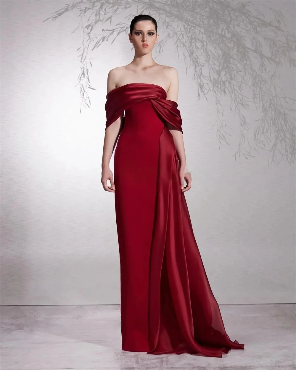 

Burgundy Women Party Long Bespoke Occasion Gown Evening Dresses Pastrol Unisex Jersey Retro Dubai Saudi Arabic Prom Customized