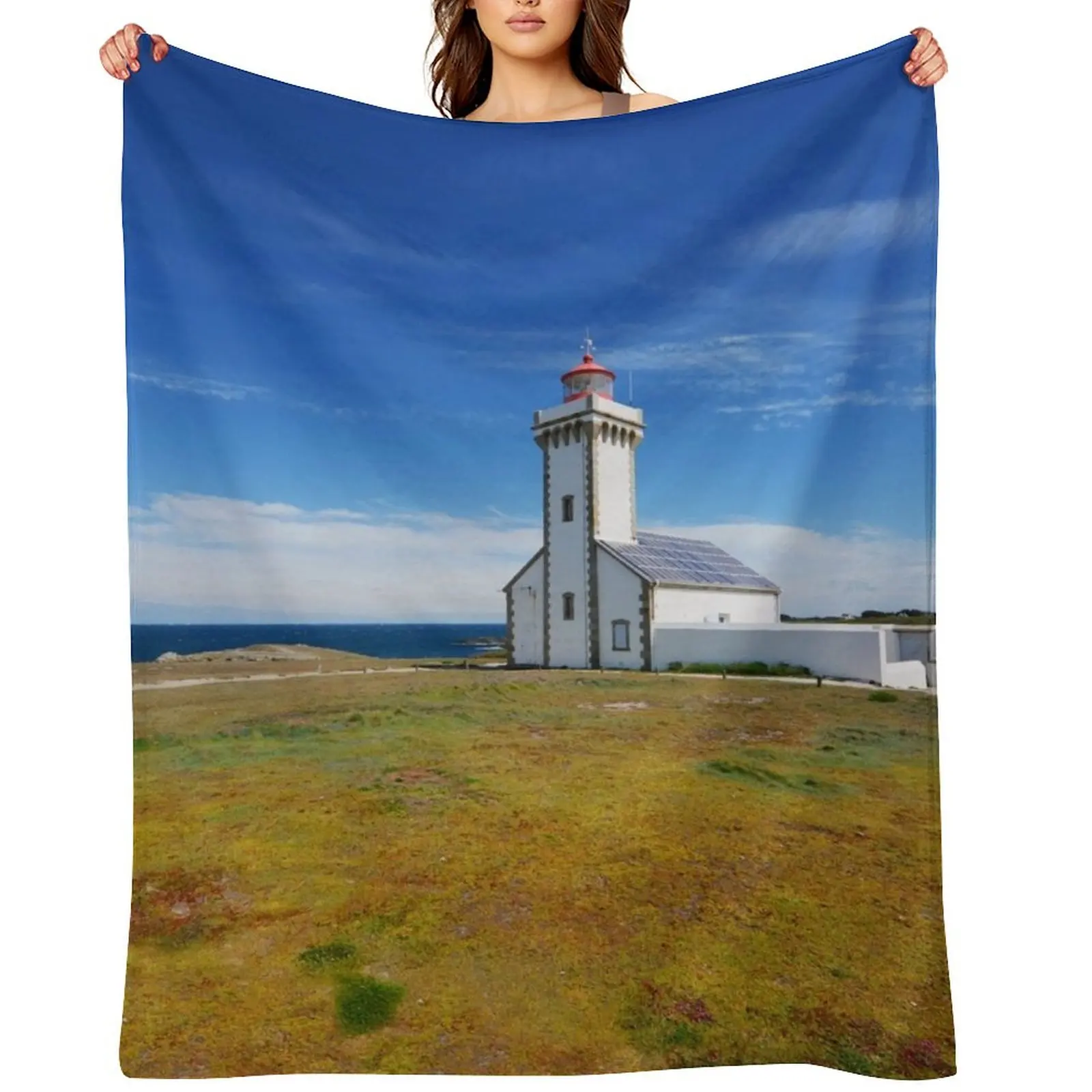 

lighthouse Belle ile en Mer Throw Blanket Personalized Gift Soft Beds funny gift Bed Blankets
